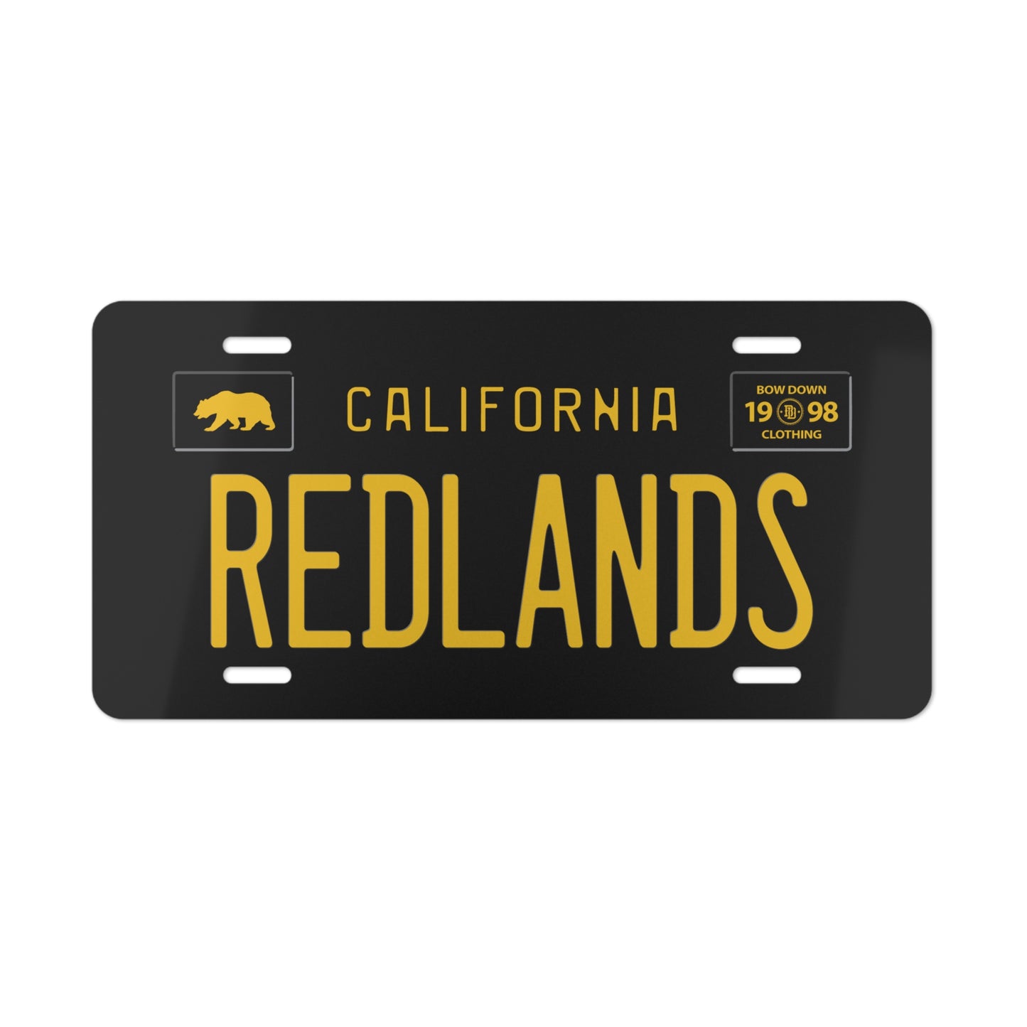 REDLANDS Black Vanity Plate