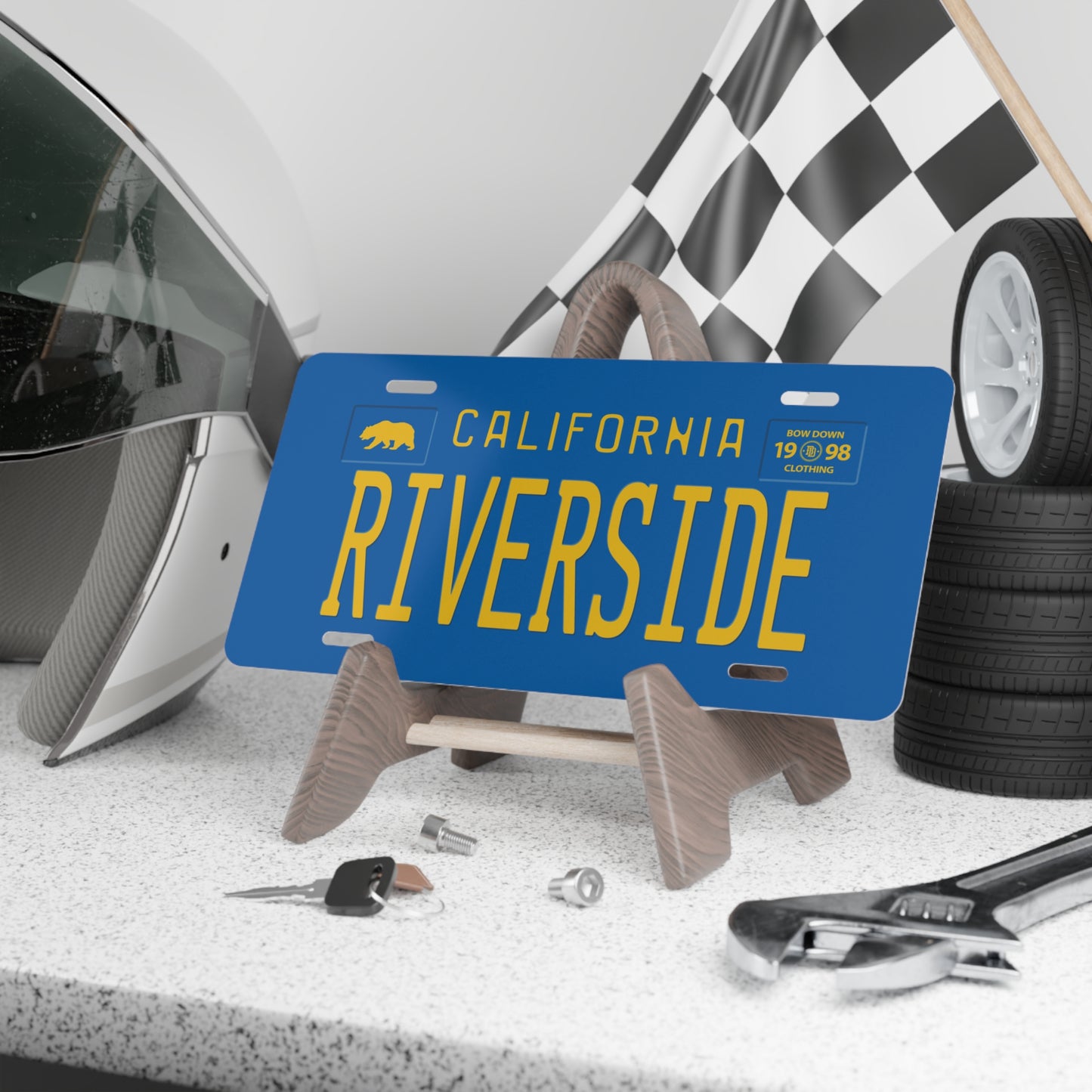 RIVERSIDE Blue Vanity Plate