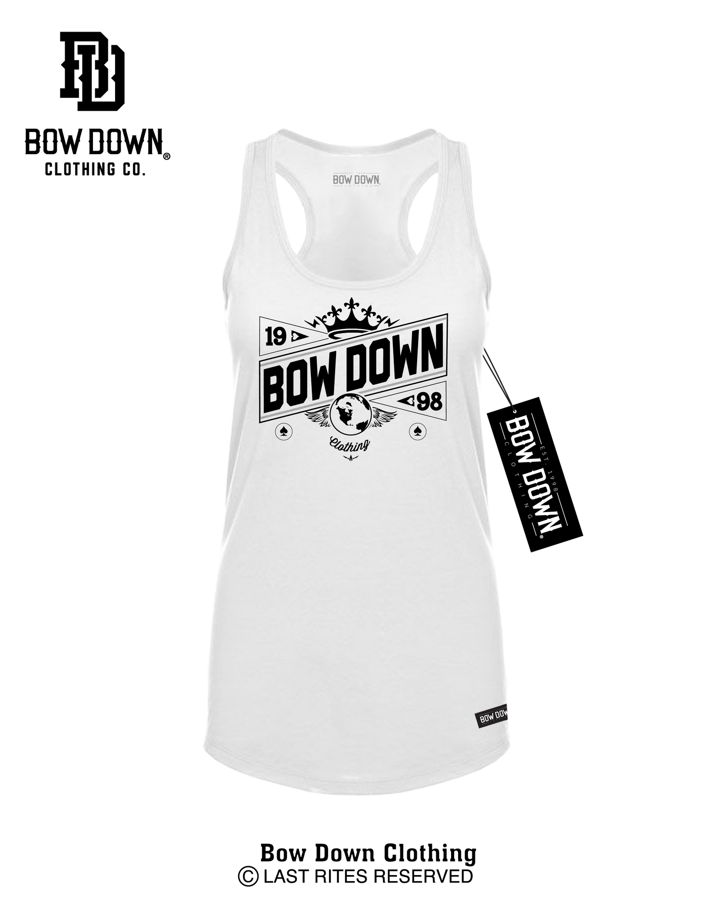 BOW DOWN CROWN 2 WOMEN'S RACERBACK