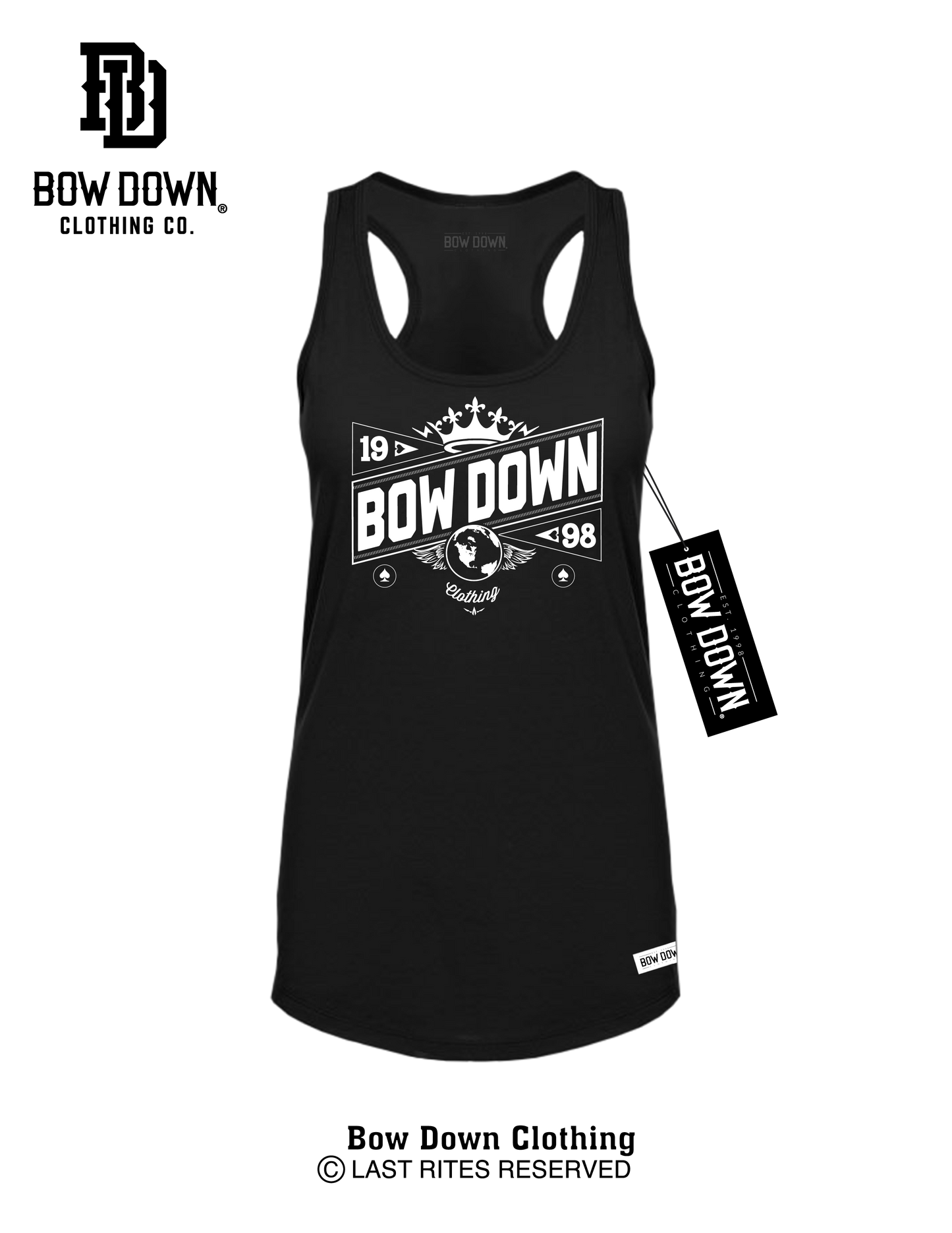 BOW DOWN CROWN 2 WOMEN'S RACERBACK