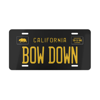 BOW DOWN Black Vanity Plate