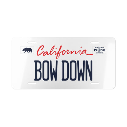 BOW DOWN White Vanity Plate