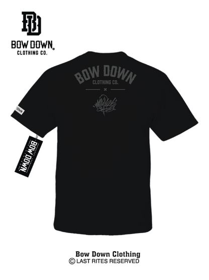 Back of Black Tshirt with bandana roses LA ALL DAY graphic by Maxx242 x Bow Down Clothing