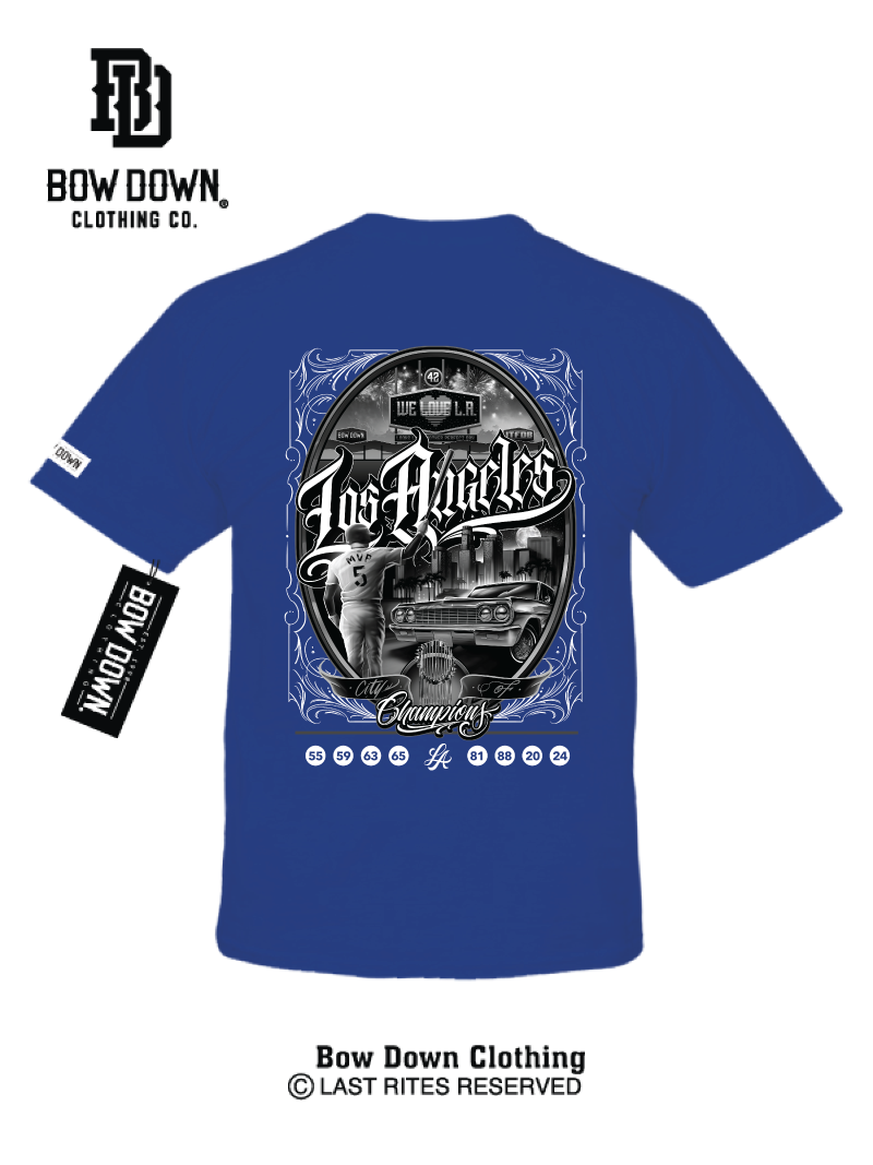 Blue Los Angeles City of Champions Baseball Tshirt Maxx242 x Bow Down Clothing