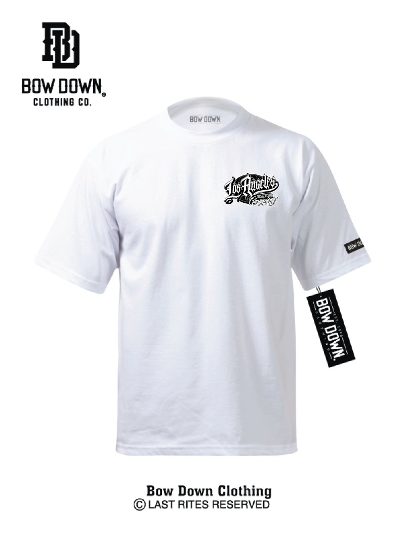 White Tshirt Los Angeles City of Champions Baseball Maxx242 x Bow Down Clothing