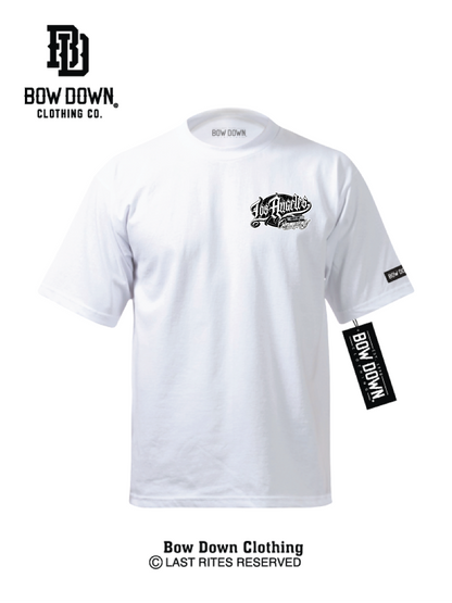 White Tshirt Los Angeles City of Champions Baseball Maxx242 x Bow Down Clothing