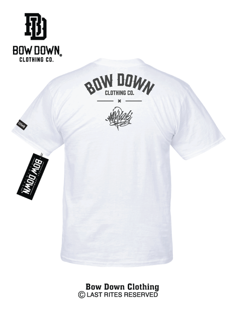 Back of white tshirt with Los Angeles City of Champions graphic by Maxx242 x Bow Down Clothing