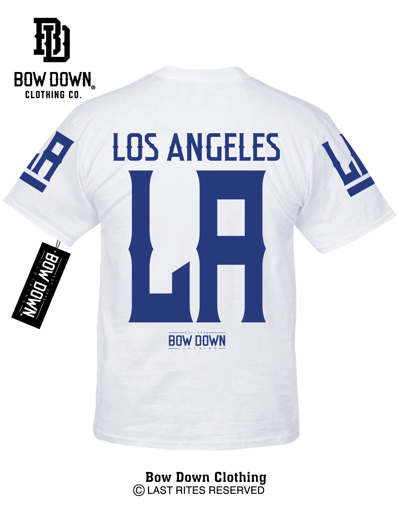 LOS ANGELES JERSEY - BLUE ON WHITE T-SHIRT