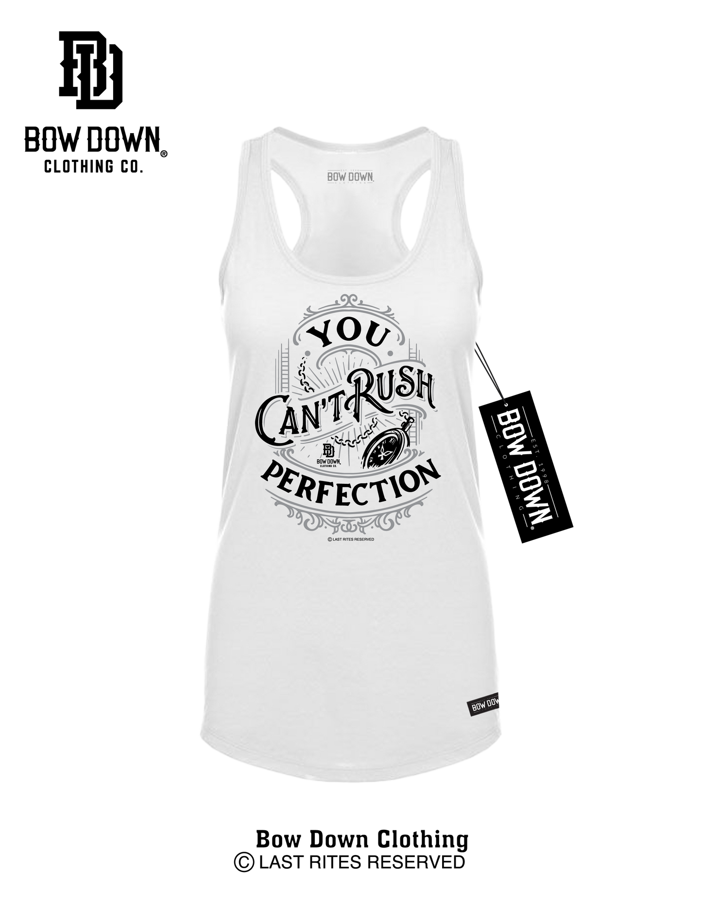 CAN'T RUSH PERFECTION WOMEN'S RACERBACK