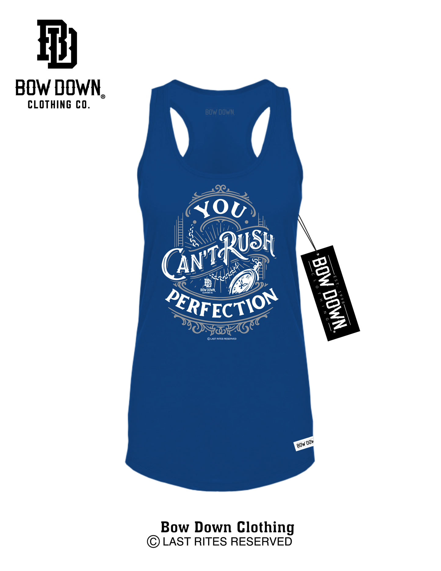 CAN'T RUSH PERFECTION WOMEN'S RACERBACK